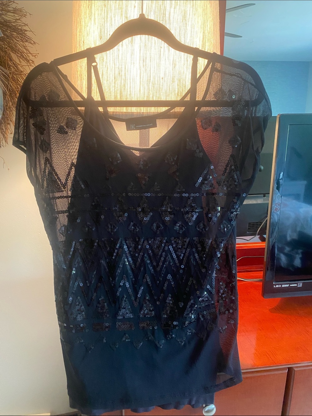 INC International Concepts Black Sheer Women’s Top